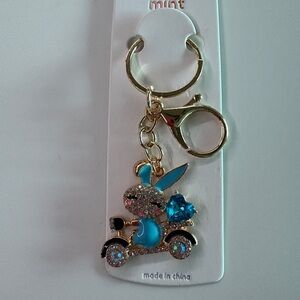 Blue and Gold Rabbit Bag Charm/Keyring